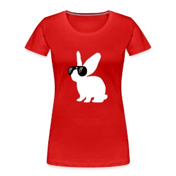 Hase mit Brille - Frauen Premium Bio T-Shirt - Rot - Vorne - Mia (176cm)