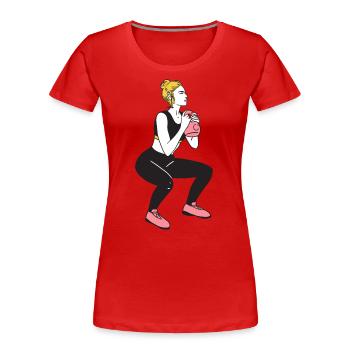 Bodybuilder Leg Day Girl Kettlebells Fitness - Frauen Premium Bio T-Shirt - Rot - Vorne - Mia (176cm)
