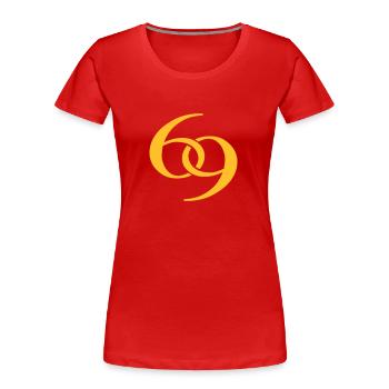 69 - Frauen Premium Bio T-Shirt - Rot - Vorne - Mia (176cm)
