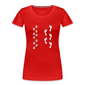 Fußspuren - Frauen Premium Bio T-Shirt - Rot - Vorne - Mia (176cm)