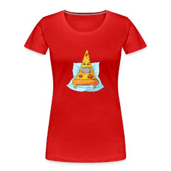 Pizza und Filme - Frauen Premium Bio T-Shirt - Rot - Vorne - Mia (176cm)
