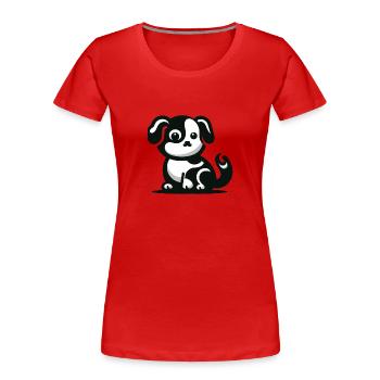 Niedlicher Hund - Frauen Premium Bio T-Shirt - Rot - Vorne - Mia (176cm)