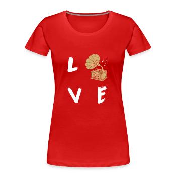 Vinyl - Frauen Premium Bio T-Shirt - Rot - Vorne - Mia (176cm)