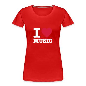 I love music EN - Women's Premium Organic T-Shirt - red - Front - Mia (176cm)