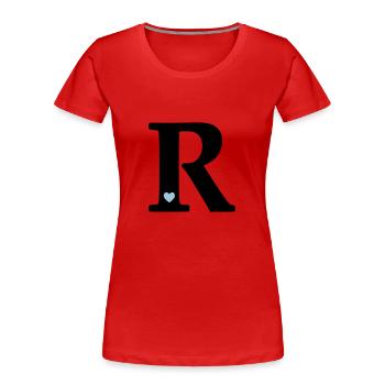 Letter R Initial Letter - Women's Premium Organic T-Shirt - red - Front - Mia (176cm)