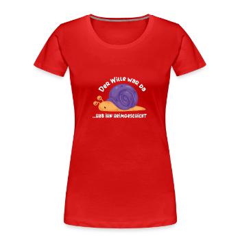 Lustige Schnecke immer ruhig bleiben cool bleiben - Frauen Premium Bio T-Shirt - Rot - Vorne - Mia (176cm)