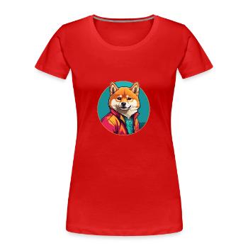Portrait de Shiba Inu sur la roue chromatique - T-shirt bio Premium Femme - rouge - Devant - Mia (176cm)