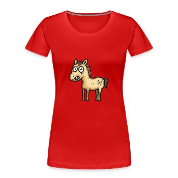Pferd Halloween Comic Zombie - Frauen Premium Bio T-Shirt - Rot - Vorne - Mia (176cm)