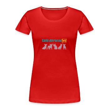 Facilement distrait par Bosties, j’adore Bosties - T-shirt bio Premium Femme - rouge - Devant - Mia (176cm)