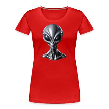 Realistischer grauer außerirdischer Außerirdischer - Frauen Premium Bio T-Shirt - Rot - Vorne - Mia (176cm)