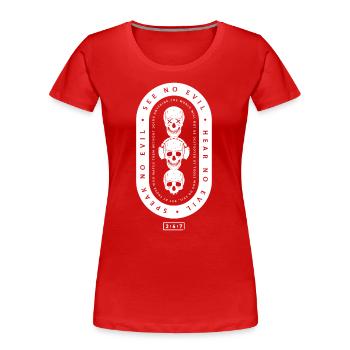 See No Evil, Hear No Evil, Speak No Evil - Women's Premium Organic T-Shirt - red - Front - Mia (176cm)
