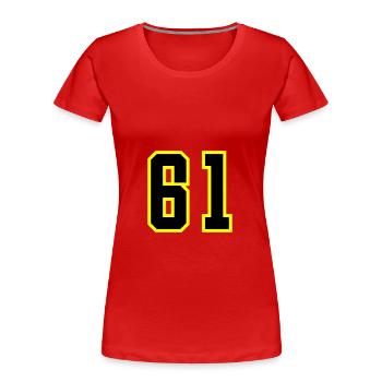 61 Zahl Trikot - Frauen Premium Bio T-Shirt - Rot - Vorne - Mia (176cm)