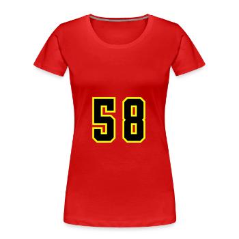 58 Zahl Trikot - Frauen Premium Bio T-Shirt - Rot - Vorne - Mia (176cm)