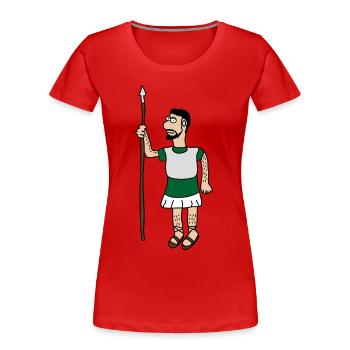 Römer - Frauen Premium Bio T-Shirt - Rot - Vorne - Mia (176cm)