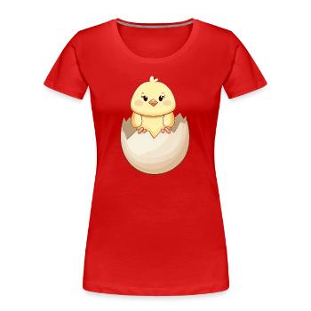 Cute kawaii chick, hatching from eggshell - Women's Premium Organic T-Shirt - red - Front - Mia (176cm)
