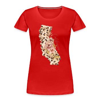 Kalifornien Leopard Staat Kalifornien - Frauen Premium Bio T-Shirt - Rot - Vorne - Mia (176cm)