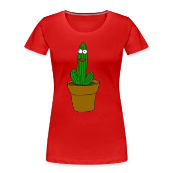 kaktus mit gesicht - Frauen Premium Bio T-Shirt - Rot - Vorne - Mia (176cm)