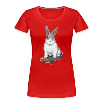 Rabbit Skater Skateboard - Women's Premium Organic T-Shirt - red - Front - Mia (176cm)