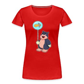 Ballon Taupe - T-shirt bio Premium Femme - rouge - Devant - Mia (176cm)