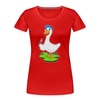 Ciseaux de coiffeur de canard - T-shirt bio Premium Femme - rouge - Devant - Mia (176cm)