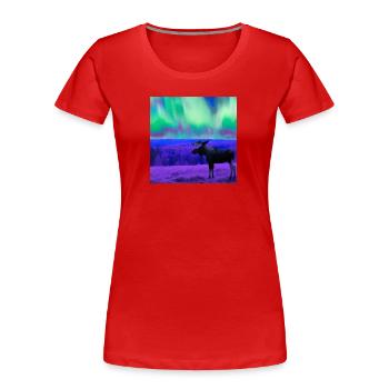 Orignal regardant les aurores boréales - T-shirt bio Premium Femme - rouge - Devant - Mia (176cm)
