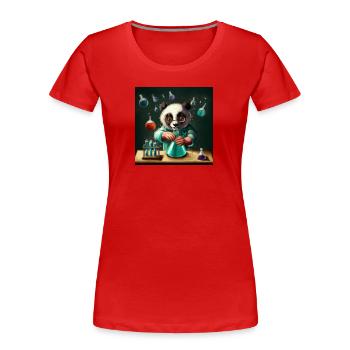 Panda Forscher - Frauen Premium Bio T-Shirt - Rot - Vorne - Mia (176cm)