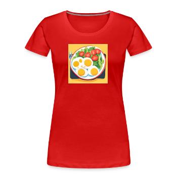Spiegeleier auf einem Teller mit Salat - Frauen Premium Bio T-Shirt - Rot - Vorne - Mia (176cm)