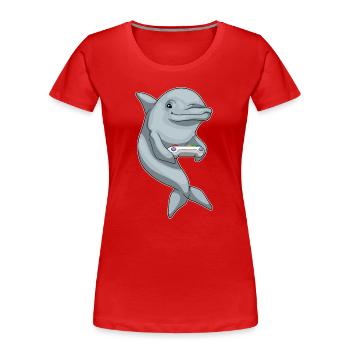 Dolphin Gamer Controller - Women's Premium Organic T-Shirt - red - Front - Mia (176cm)