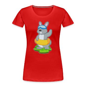 Bunny Swimming Swim Ring Summer - Women's Premium Organic T-Shirt - red - Front - Mia (176cm)