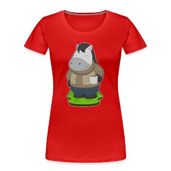 Pferd Tasse Kaffee - Frauen Premium Bio T-Shirt - Rot - Vorne - Mia (176cm)