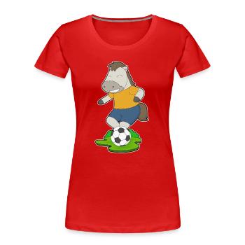 Horse Soccer Player Soccer - Women's Premium Organic T-Shirt - red - Front - Mia (176cm)