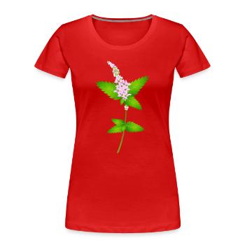 Menthe avec des fleurs – motif de la nature pour les amateurs d’herbes - T-shirt bio Premium Femme - rouge - Devant - Mia (176cm)
