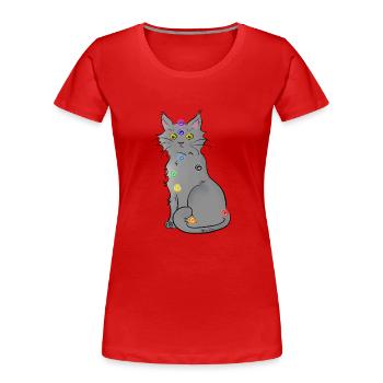 Chat-kra - Frauen Premium Bio T-Shirt - Rot - Vorne - Mia (176cm)