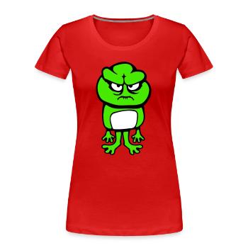 frog angry angry angry angry unhappy upset cute - Women's Premium Organic T-Shirt - red - Front - Mia (176cm)