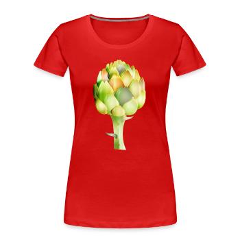 Artichoke in fresh shades of green as a vegetable motif - Women's Premium Organic T-Shirt - red - Front - Mia (176cm)