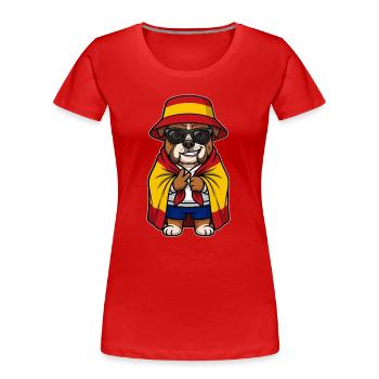 Spanien Cartoon Hund Bulldogge Cool & Stylisch - Frauen Premium Bio T-Shirt - Rot - Vorne - Mia (176cm)