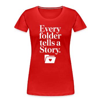 Histoires de dossiers : Monochrome - T-shirt bio Premium Femme - rouge - Devant - Mia (176cm)