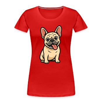French Bulldog Cartoon Design - Women's Premium Organic T-Shirt - red - Front - Mia (176cm)