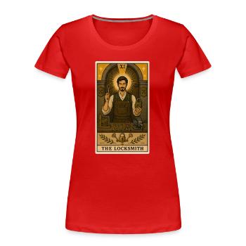 Schlüsseldienst | Schloss Tarot - Frauen Premium Bio T-Shirt - Rot - Vorne - Mia (176cm)