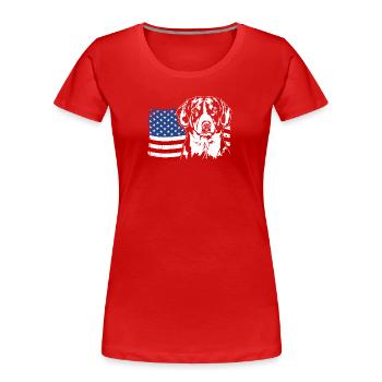 Entlebucher Sennenhund US Amerika Fahne Wilsigns - Frauen Premium Bio T-Shirt - Rot - Vorne - Mia (176cm)