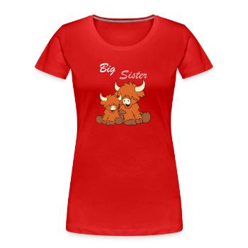 Highland Cattle - Big Sister - Women's Premium Organic T-Shirt - red - Front - Mia (176cm)