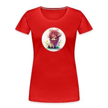 Animal lion fantasy et mignon - T-shirt bio Premium Femme - rouge - Devant - Mia (176cm)