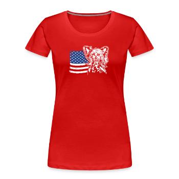Chien chinois à crête US Amérique drapeau Wilsigns - T-shirt bio Premium Femme - rouge - Devant - Mia (176cm)