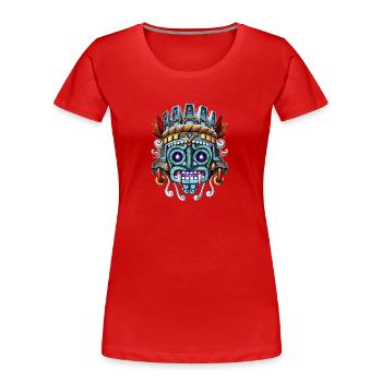 Aztekischer Gott Tlaloc - Frauen Premium Bio T-Shirt - Rot - Vorne - Mia (176cm)