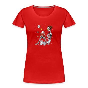 Skelett-Lesebuch - Frauen Premium Bio T-Shirt - Rot - Vorne - Mia (176cm)