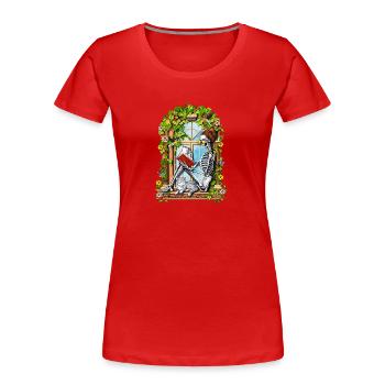 Skelett Hippie Pflanzen - Frauen Premium Bio T-Shirt - Rot - Vorne - Mia (176cm)