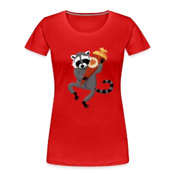 Cône scolaire du raton laveur - T-shirt bio Premium Femme - rouge - Devant - Mia (176cm)