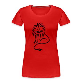 Loewe Vorderseite - Frauen Premium Bio T-Shirt - Rot - Vorne - Mia (176cm)
