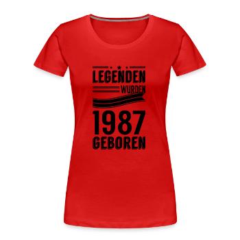 1987 - Frauen Premium Bio T-Shirt - Rot - Vorne - Mia (176cm)
