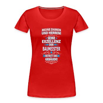 BAUMEISTER - Frauen Premium Bio T-Shirt - Rot - Vorne - Mia (176cm)